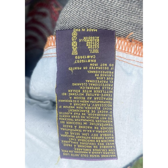 Christian Audigier Ed Hardy Shorts Mens 44 Blue Denim Embroidered Skull Rose - Picture 16 of 16